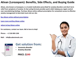 Ativan (Lorazepam) Benefits  Side Effects  and Buying Guide