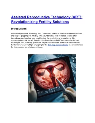 Assisted Reproductive Technology (ART)_ Revolutionizing Fertility Solutions