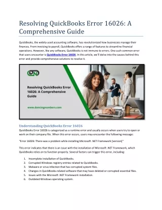 Resolving QuickBooks Error 16026 A Comprehensive Guide