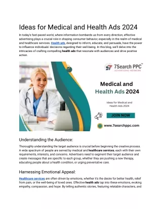 Ideas for Medical and Health Ads 2024