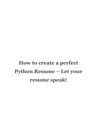 How to create a Perfect Python Resume