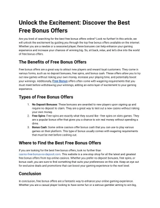 Unlock the Excitement_ Discover the Best Free Bonus Offers