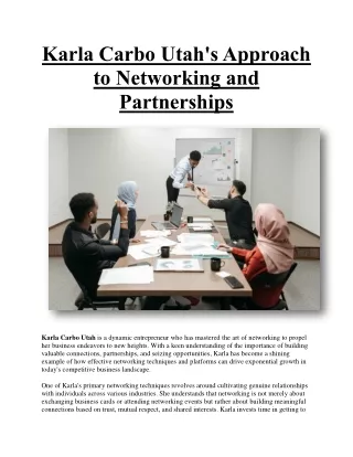 Karla Carbo Utah's Approach to Networking and Partnerships