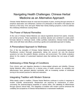 Navigating Health Challenges_ Chinese Herbal Medicine as an Alternative Approach