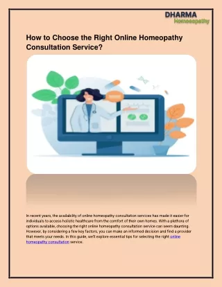 How to Choose the Right Online Homeopathy Consultation Service?