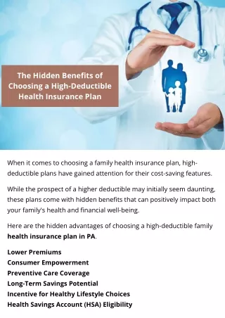 The Hidden Benefits of Choosing a High-Deductible Health Insurance Plan