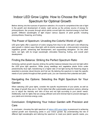 Indoor LED Grow Lights_ How to Choose the Right Spectrum for Optimal Growth