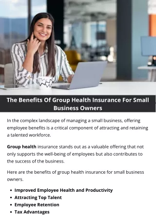 The Benefits Of Group Health Insurance For Small Business Owners