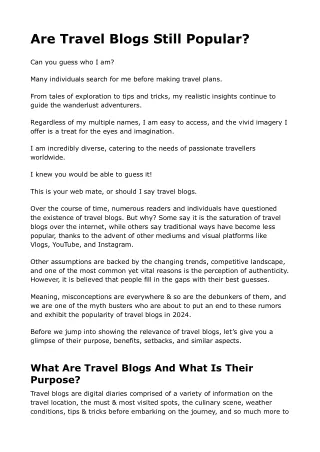 Are Travel Blogs Still Popular