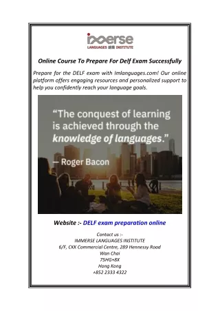 Online Course To Prepare For Delf Exam Successfully