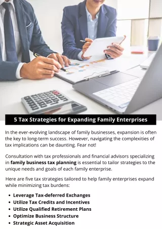 5 Tax Strategies for Expanding Family Enterprises