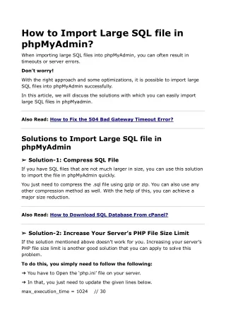 How to Import Large SQL file in php My Admin