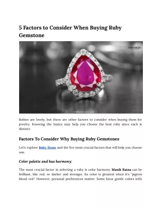 5 Factors to Consider When Buying Ruby Gemstones