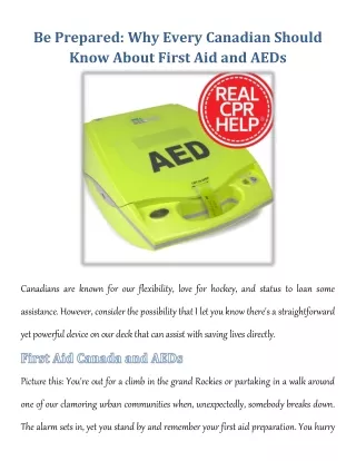 Be Prepared: Why Every Canadian Should Know About First Aid and AEDs