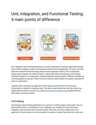 Unit, Integration, and Functional Testing_ 4 main points of difference