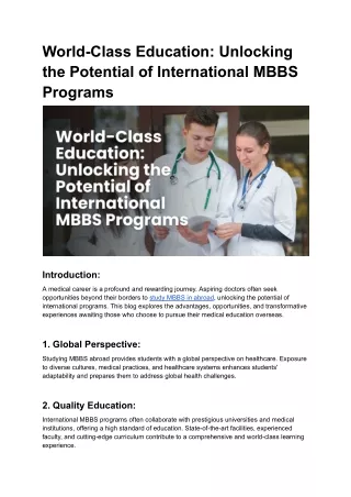 World-Class Education_ Unlocking the Potential of International MBBS Programs