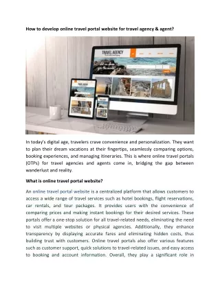 How to develop online travel portal website for travel agency