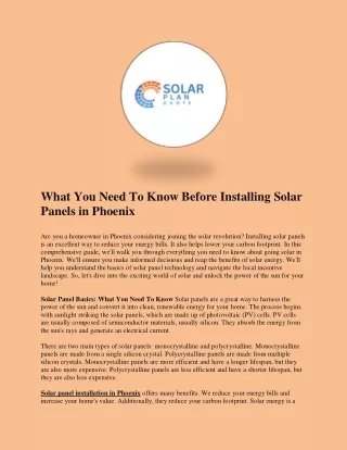 What You Need To Know Before Installing Solar Panels in Phoenix