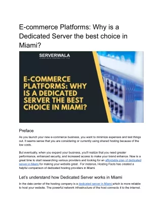 E-commerce Platforms_ Why is a Dedicated Server the best choice in Miami