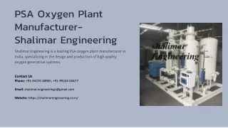 PSA Oxygen Plant, PSA Medical Oxygen Generation Plants Manufacturer