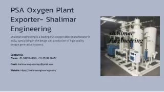 PSA Oxygen Plant Exporter PSA Oxygen Plant, PSA Medical Oxygen Generation Plants