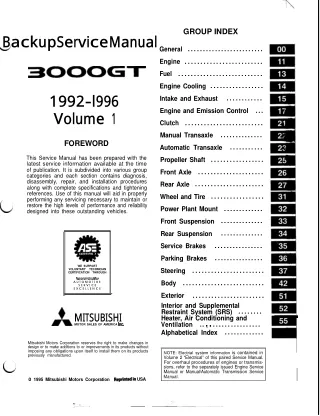 1993 Mitsubishi 3000GT Service Repair Manual