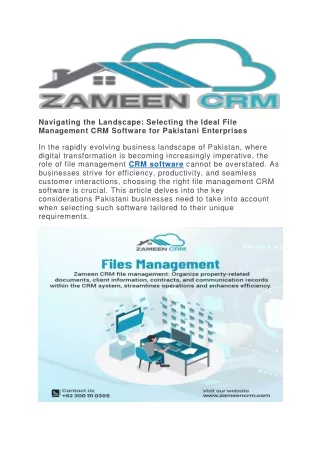 Selecting the Ideal File Management CRM Software for Pakistani Enterprises