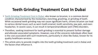 Teeth Grinding Treatment Cost In Dubai