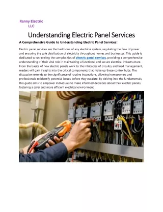 Understanding Electric Panel Services