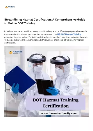 Streamlining Hazmat Certification A Comprehensive Guide to Online DOT Training