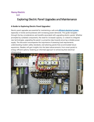 Exploring Electric Panel Upgrades and Maintenance