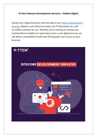 Hi-Tech Sitecore Development Services – Pattem Digital