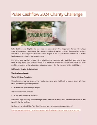 Pulse Cashflow 2024 Charity Challenge - Pulse Cashflow Finance