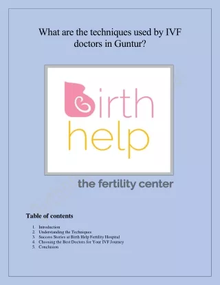 What are the techniques used by IVF doctors in Guntur