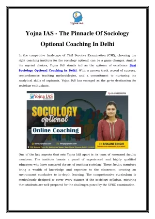 Best Sociology Optional Coaching in Delhi  Call-8595390705