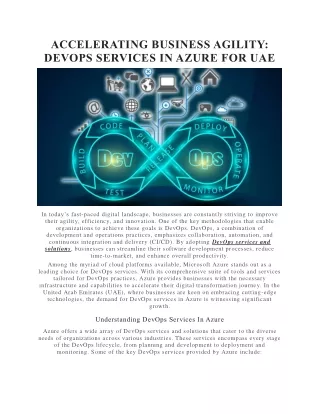 ACCELERATING BUSINESS AGILITY - DEVOPS SERVICES IN AZURE FOR UAE