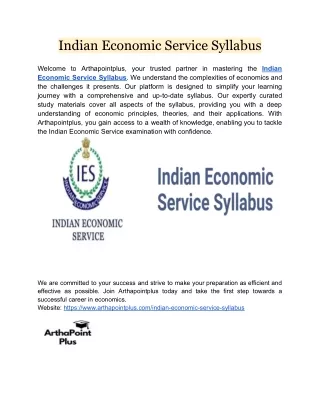 Indian Economic Service Syllabus