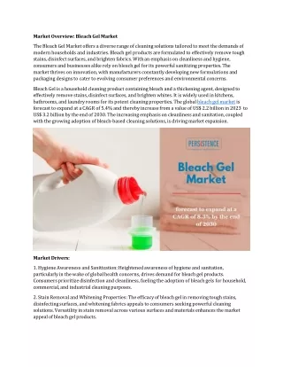 Bleach Gel Market: Addressing Challenges Through Strategic Partnerships