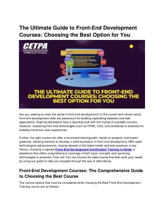 The Ultimate Guide to Front-End Development Courses Choosing the Best Option for You