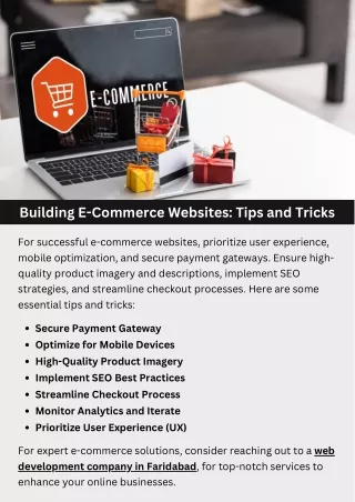 Building E-Commerce Websites: Tips and Tricks