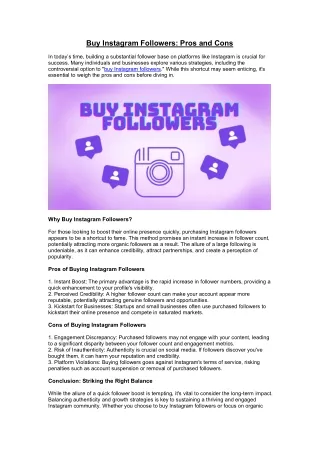 Buy Instagram Followers- Pros and Cons