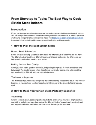 The Best Way to Cook Sirloin Steak Indoors - Google Docs