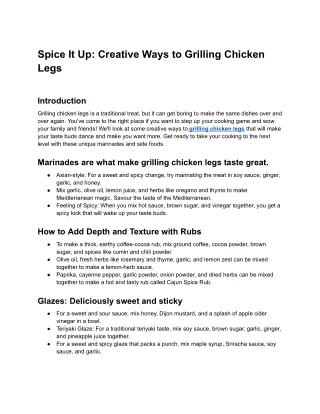 Creative Ways to Grilling Chicken Legs - Google Docs