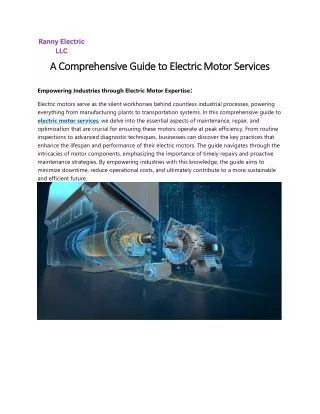 Understanding and Optimizing Electric Motor Services