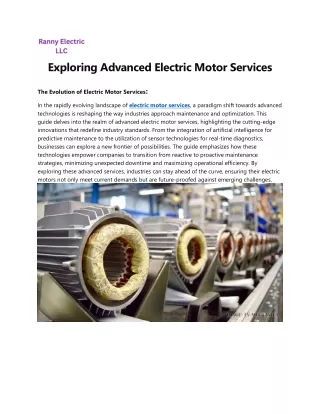 Exploring Advanced Electric Motor Services