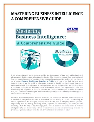 MASTERING BUSINESS INTELLIGENCE A COMPREHENSIVE GUIDE