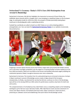 Xhaka's UEFA Euro 2024 Redemption from Arsenal to Bundesliga