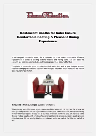 Restaurant Booths for Sale - Ensure Comfortable Seating & Pleasant Dining Experience