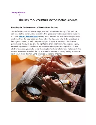 The Key to Successful Electric Motor Services