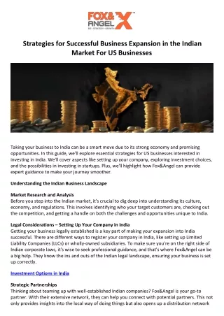 Strategies for Successful Business Expansion in the Indian Market For US Businesses